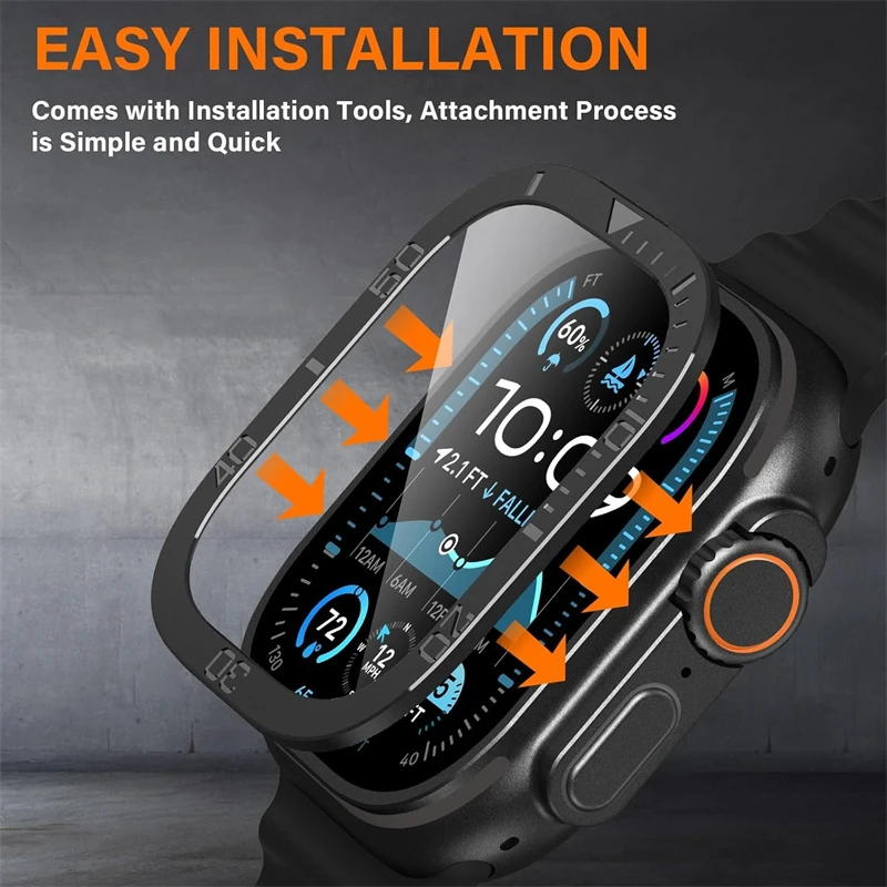 

Aluminium Alloy Case+Tempered Glass for Apple Watch Ultra 2 49mm Anti-Scratch Screen Protector for iWatch Ultra 49mm Cover Film