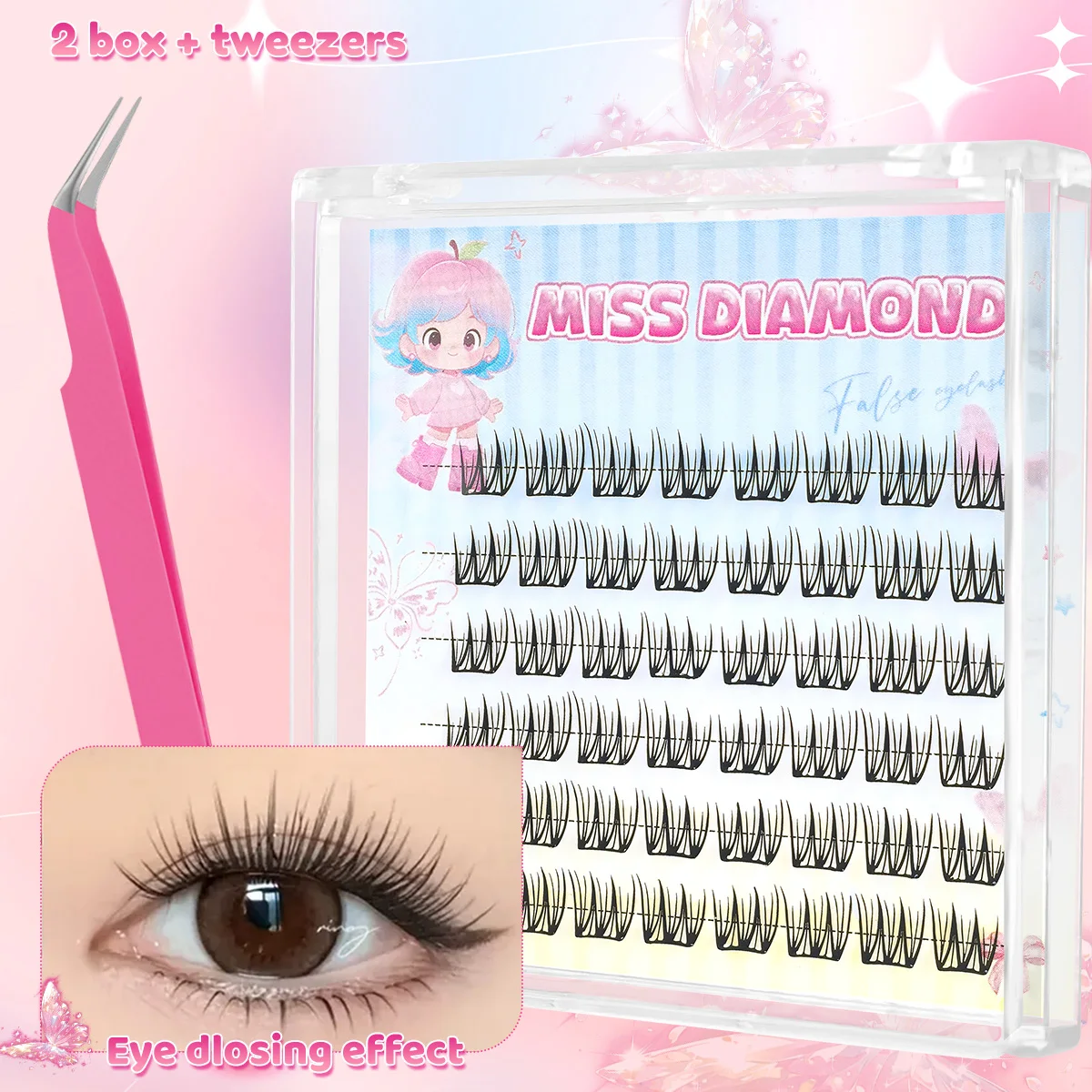 Pestañas K-pop sin pegamento: naturales y esponjosas, agrandamiento instantáneo, usables para un aspecto sin maquillaje, livianas y rizadas