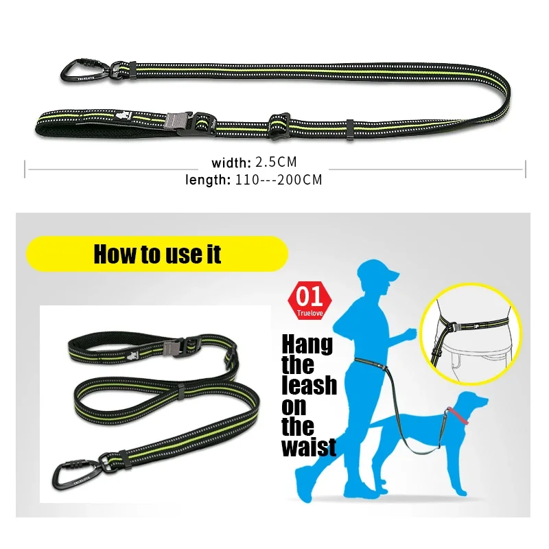 Imagem -03 - Truelove-ajustável Nylon Dog Leash Hands Mosquetão Treinamento do Cão Multifuncional Material Tll2671