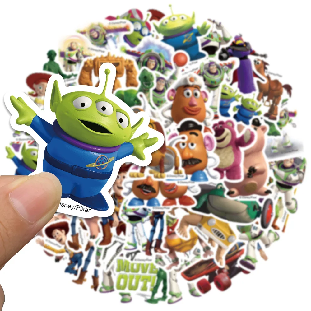 50pcs Disney 3D Toy Story Buzz Lightyear Alien Stickers Cartoon Cute Graffiti Decals For Kids Laptop Luggage Diary Sticker