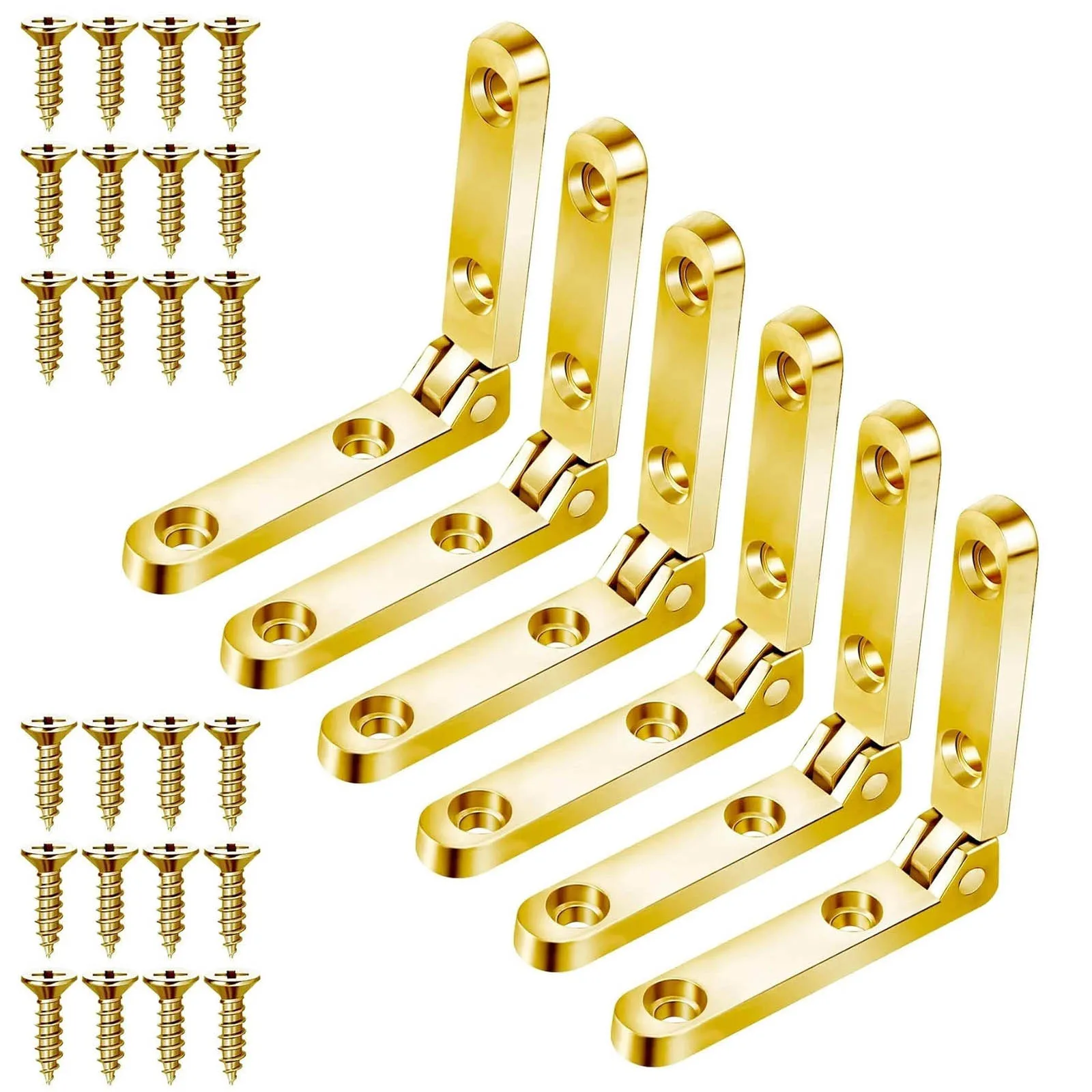 6 قطعة مفصلات سبائك الزنك لصندوق المجوهرات الخشبي سبعة أحرف مفصلات صغيرة خمسة اكسسوارات ذهبية بما في ذلك مسامير التثبيت