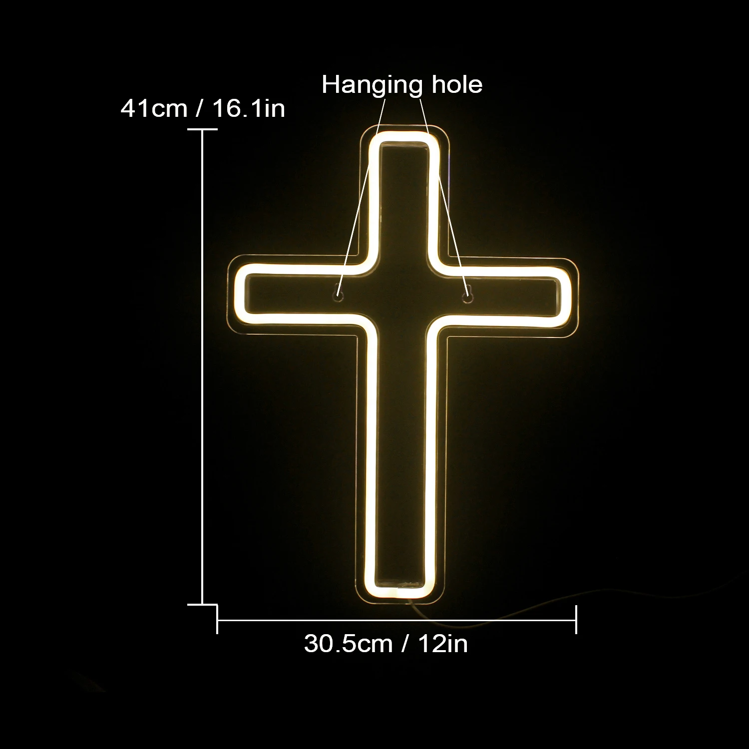 Wanxing Neon Sign LED Cross Shaped USB With Switch Wall Art Hanging Lamp For Holiday Bar Wedding Party Club Home Room Decor