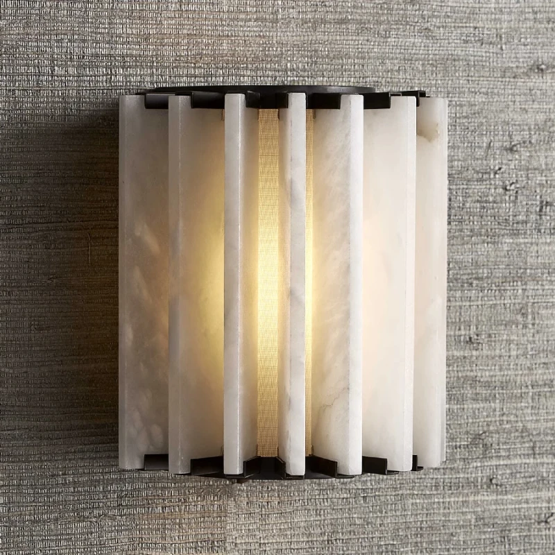 Nordic Creativity Natural Marble Designer Hotel Bedroom Bedside Study LED Corridor Villa Courtyard Artistic Design Wall Lamp