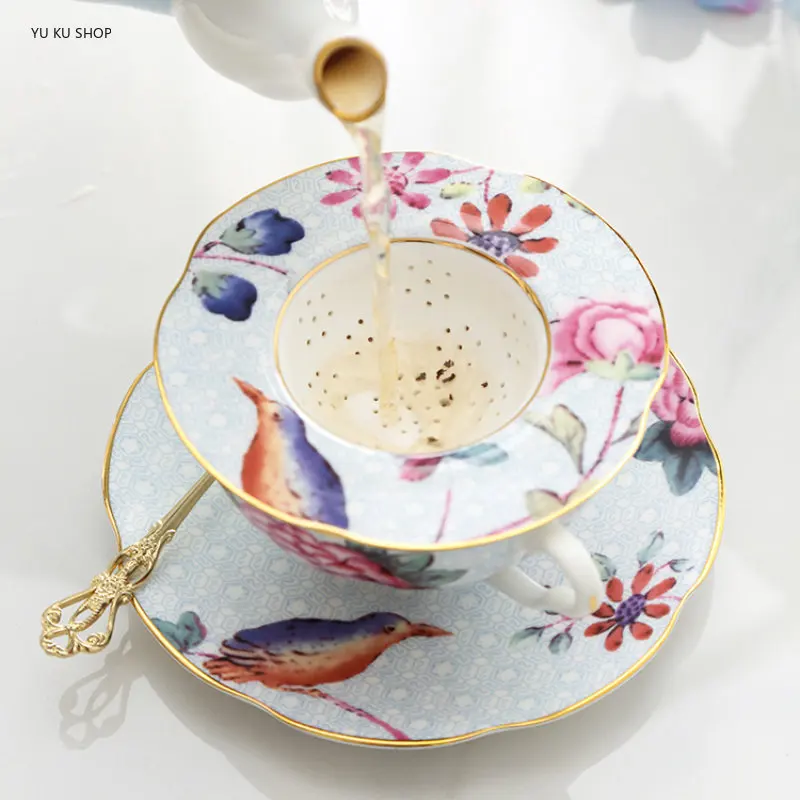 Imagem -03 - Inglês Afternoon Tea Strainers Bone China Chá Infusores Coffee Cup Filtro Teacup Difusor Home Teaware Acessórios