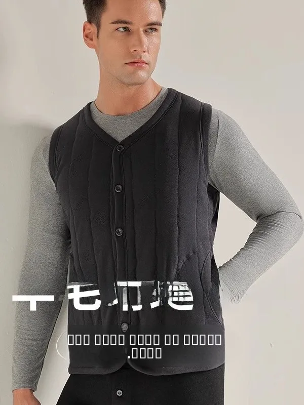 

Men's Woolen Quilted Fce Lined Warm Vest Loose Fit Large Size Inner Outer Wear for Autumn Winter Faion Urban Sle