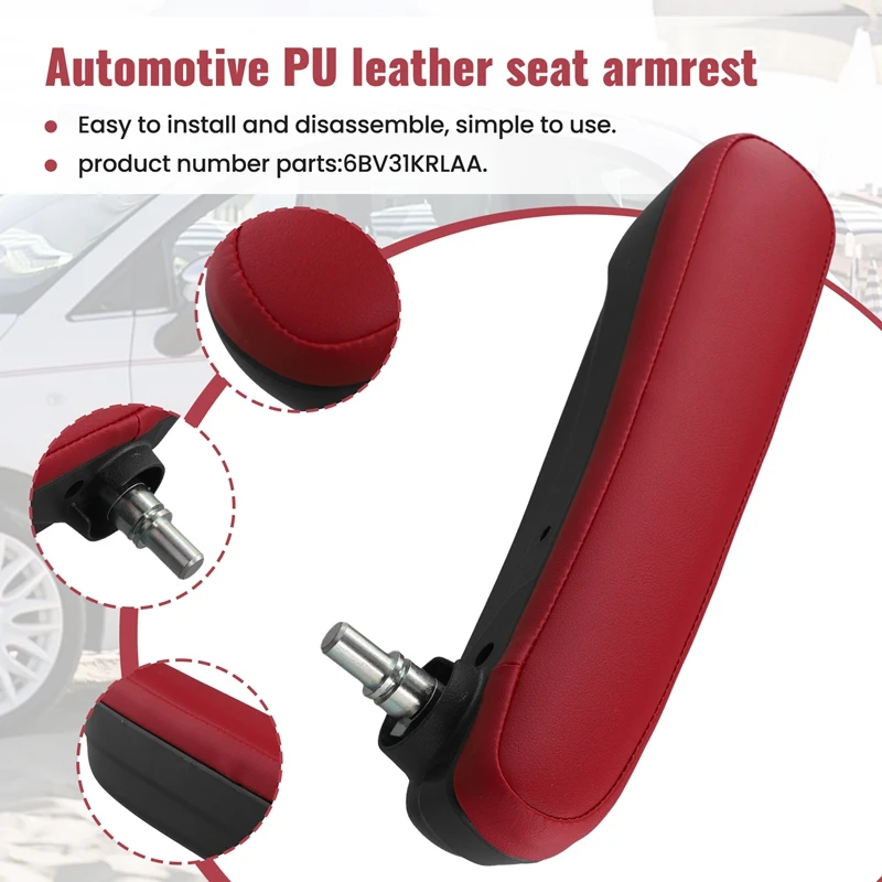 Car Front Left Inner Side PU Leather Seat Armrest 6BV31KRLAA For FIAT 500 2016-2019 Car Accessories