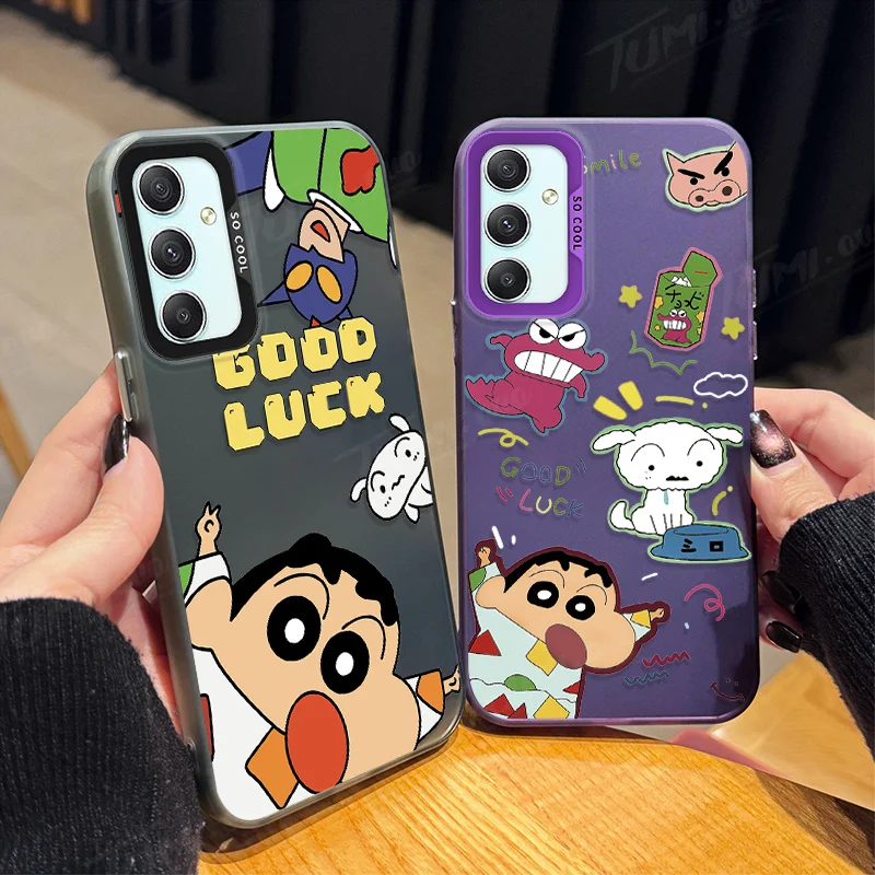 Lovely C-Crayon S-ShinChan Plating Case For Samsung Galaxy A33 A53 A73 A05S A15 A35 A55 A13 A23 A22 A32 A52 A52S A72 A51 A71