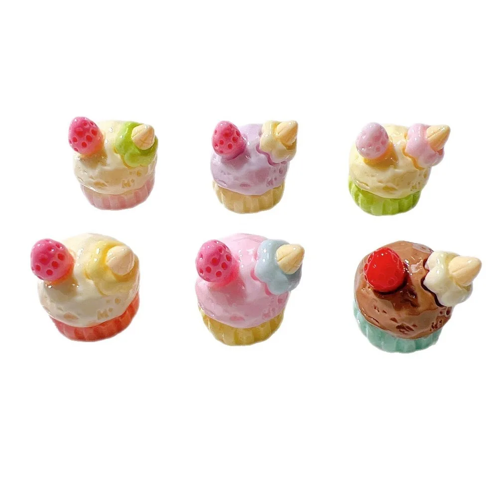 10pcs Mini Kawaii Cute Fake Strawberry Cake Flat Back Cabochons Scrapbook Diy Party Hairpin Accessories Home Decoration Craft