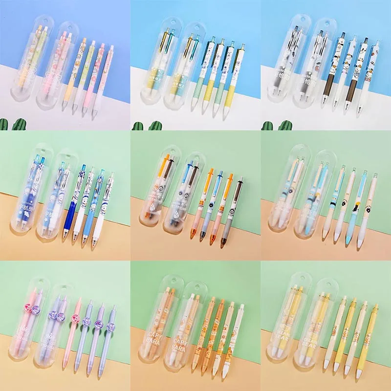 

24set/lot Cartoon Panda Bear Press Gel Pen Cute Capybara 0.5mm Black Ink Neutral Pens Promotional Gift Office School Supplies