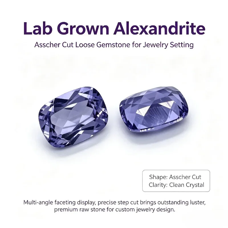 Lab Grown Alexandrite Cushion Cut Color Changing for Optional AGL Certificate Free Shipping for Main Material for Jewelry Making