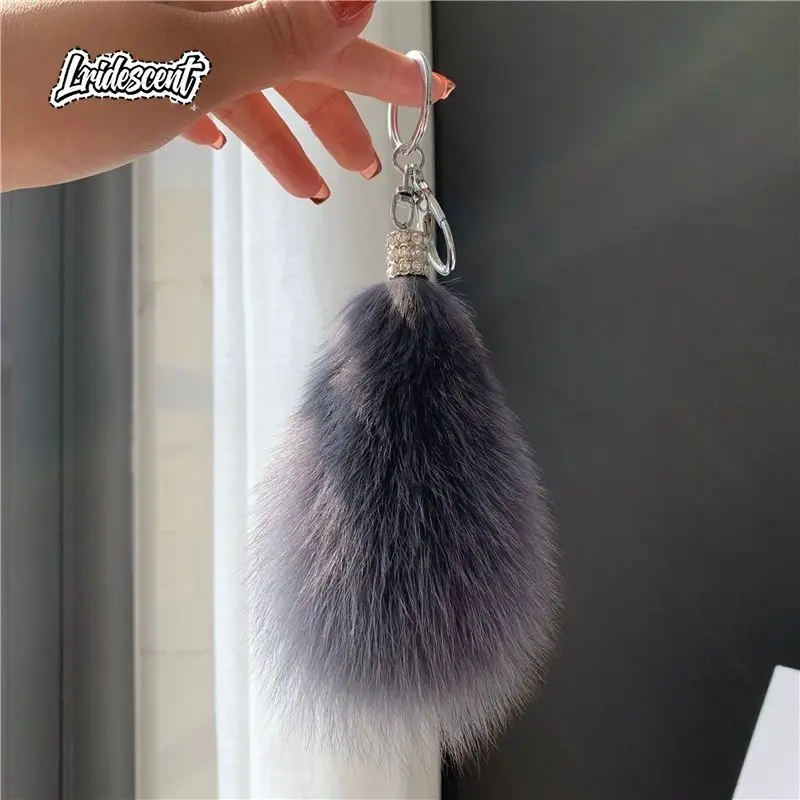

Soft Solid - colored Fox Tail Plush Keychain Pendant Ideal for Girls