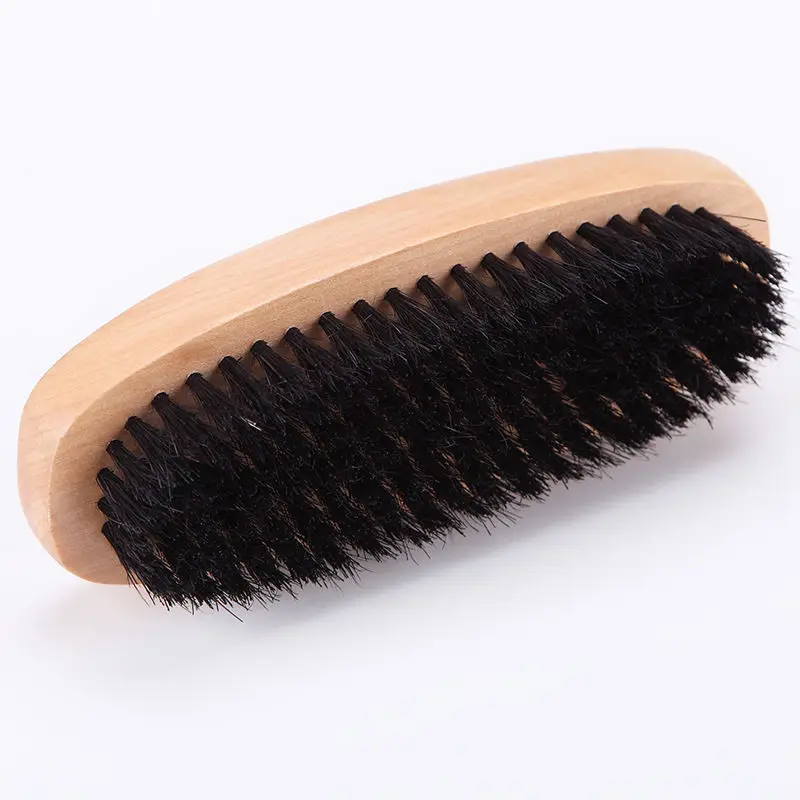 1pc Oval black pig hair brush polishing wooden brush professional leather shoe cleaning and care brush for leather care