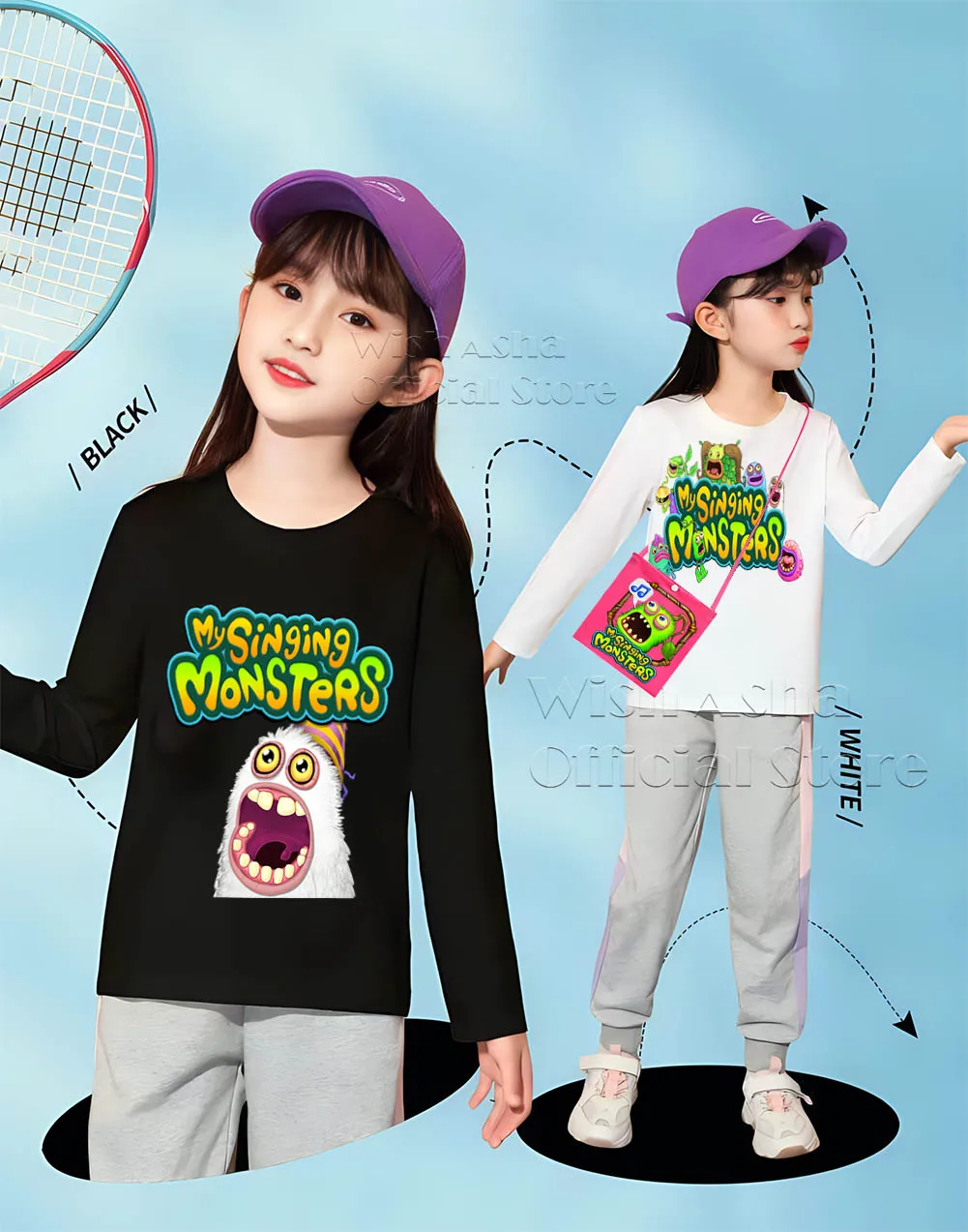 Kids My Singing Monsters Long Sleeves T Shirts Anime Character Print Cosplay T Shirts Little Girlswish Asha Wubbox   Undershirts