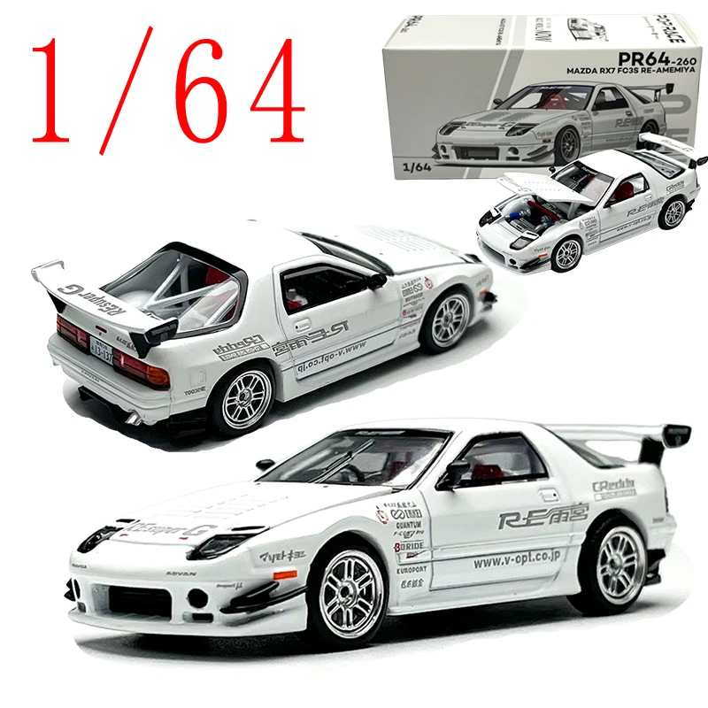 

POPRACE Diecast 1/64 Scale Mazda RX7 FC3S RE Sports Car Model Alloy Mazda RX7 Racing Play Vehicles Toys for Boys Original Box