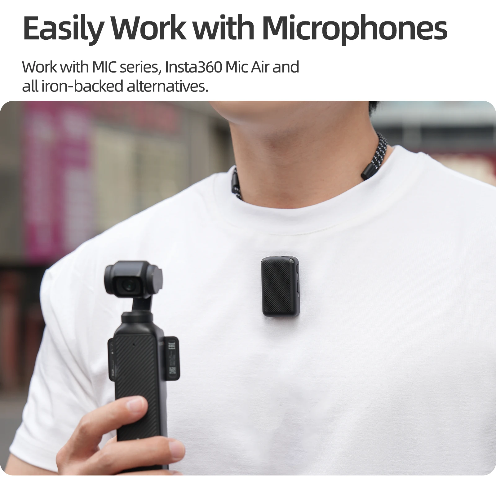 Sunnylife الرقبة معلقة ل OSMO Nano/Insta360 GO 3S/GO 3/DJI MIC 3/2/1 كاميرا تصوير الشخص الأول الصدر المغناطيسي الرقبة معلقة