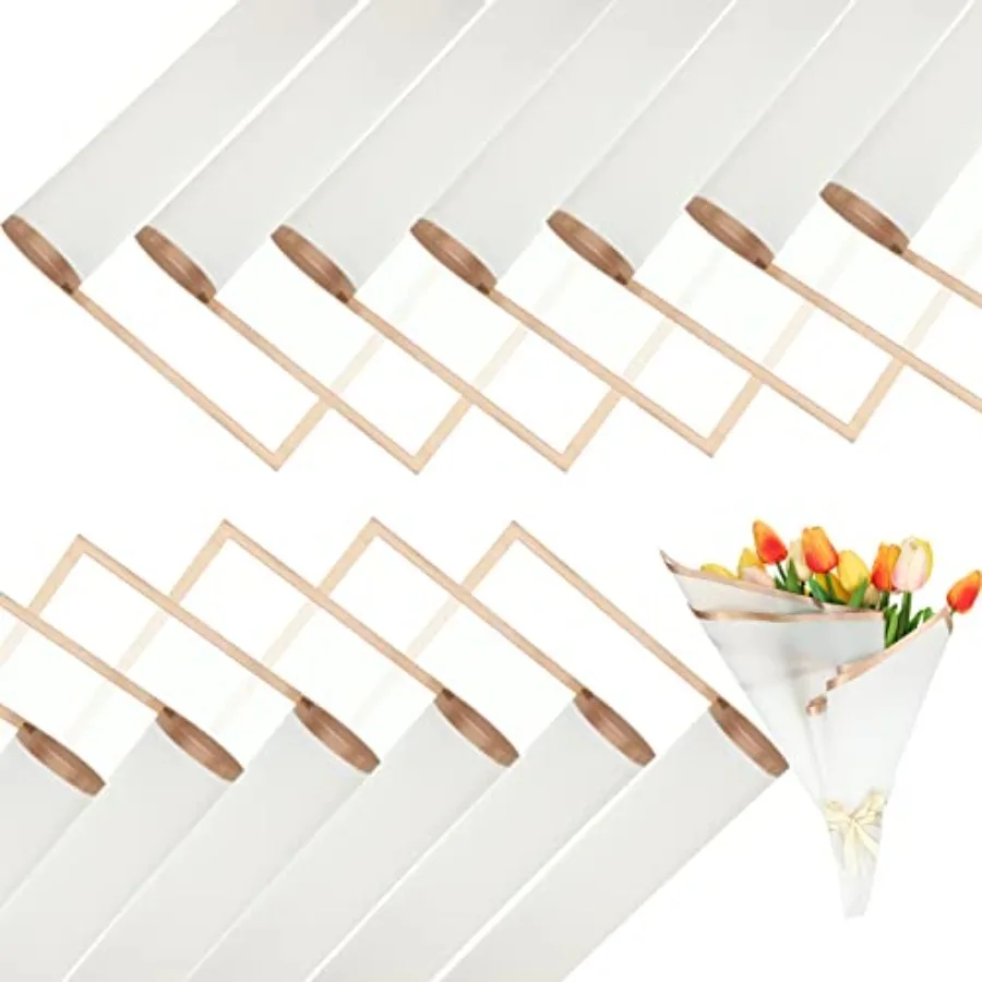 

420 Sheets Flower Wrapping Papers with Gold Edge 23x23 Korean Style Floral Bouquet Wrapping Paper for Mother's Day Wedding Brid
