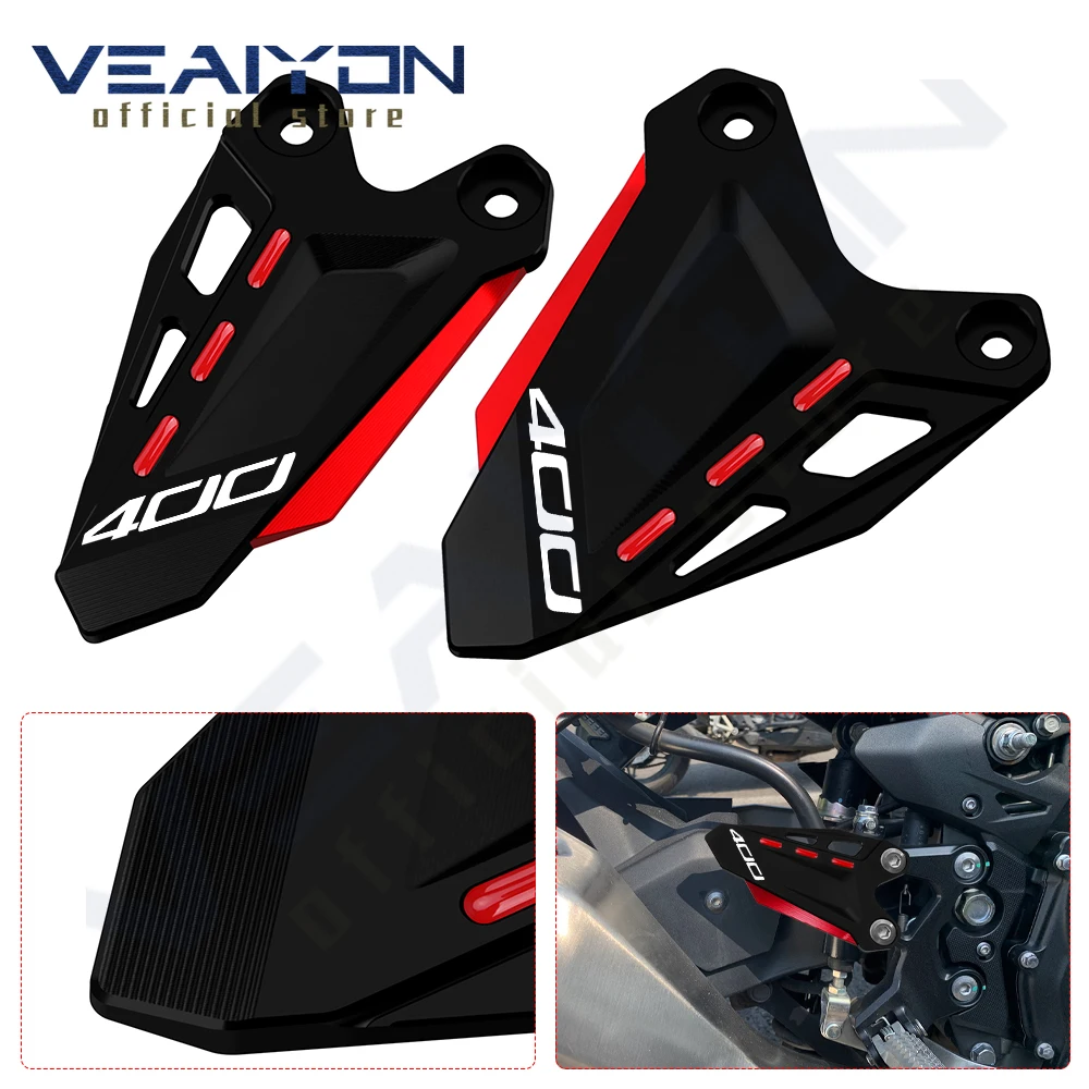 

2024 Motorcycle Accessories CNC Aluminum Heel Guard Foot Peg Rearset Plate Protector For KAWASAKI NINJA400 NINJA500 ninja 2024