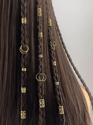80 Uds. De puños de Metal para trenzado de cabello, anillo para el cabello calado DIY, cuentas para rastas, anillos trenzados para el cabello, Clip, decoración/accesorios para rastas