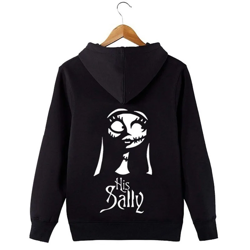 Vintage Jack and Sally Couple Printed Hooded Sweatshirt Men Women Harajuku Rapper Hip Hop Streetwear Men\'s High Street Hoodie