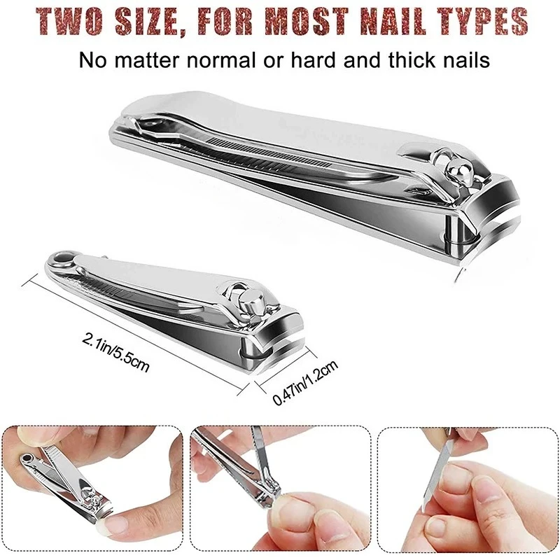 1/2pcs Splash resistant nail clippers, stainless steel scissors for nail beauty tools, for hard nails, wide and durable knives