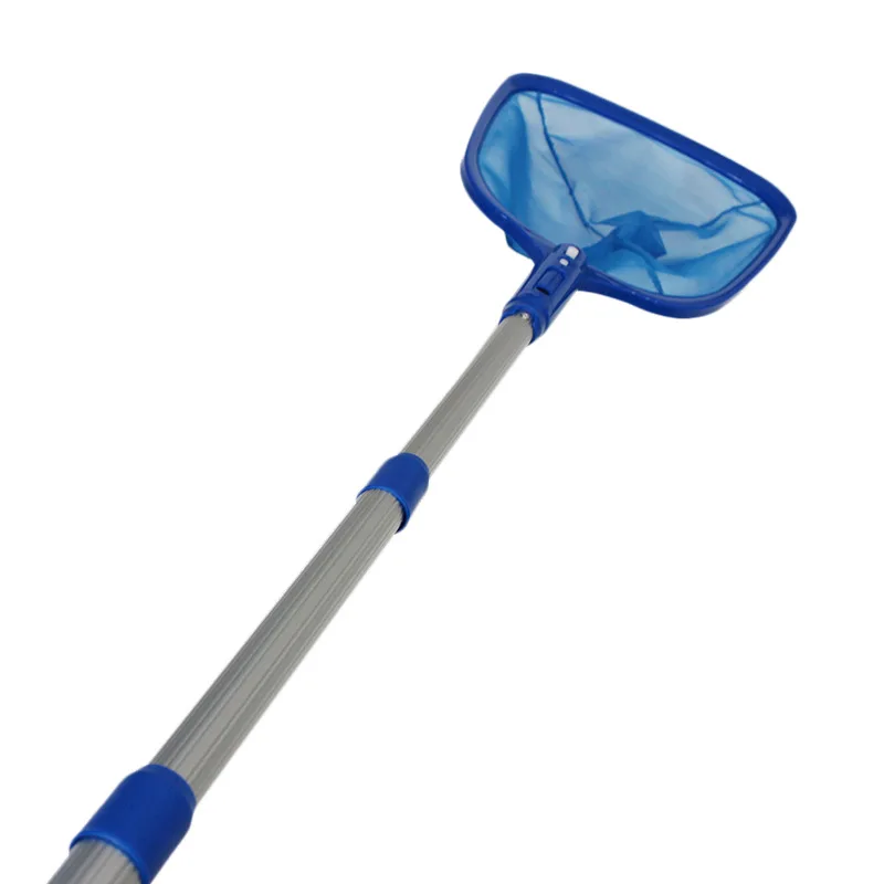 Pool Leaf Skimmer Net Rake With 3 Section Telescopic Pole Shallow Mesh Skimming Net For Swimming Pool Hydrotherapy Pool Cleaning