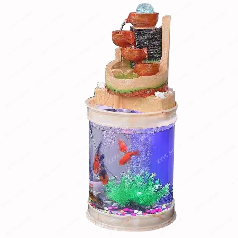 

Desktop Mini Turtle Water Cylindrical Fish Globe Change-Free Aquarium Living Room