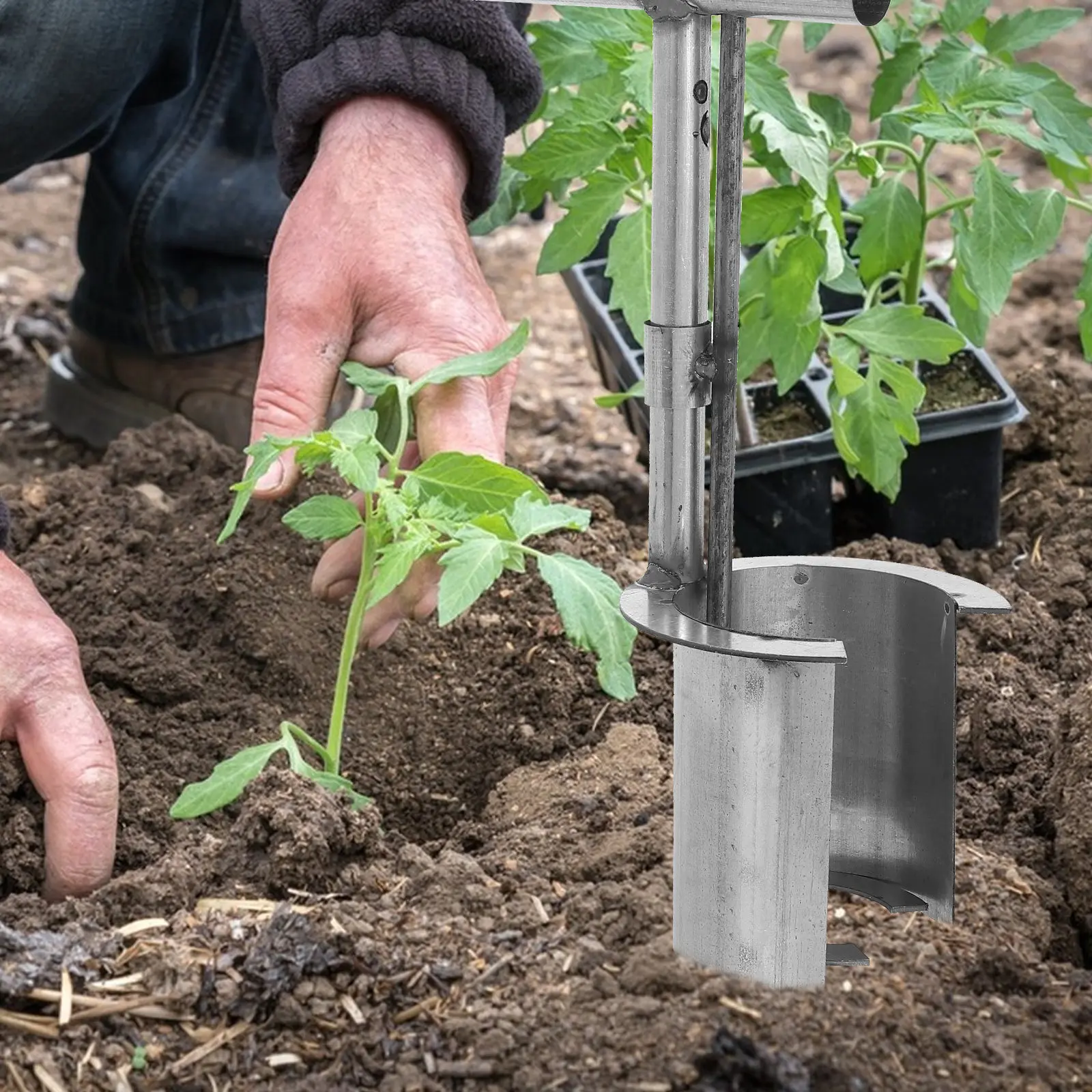 Manual Hole Punch Planter Tool for Garden Bulbs Transplanting Portable Lightweight Digger with Ergonomic Design Efficient Soil