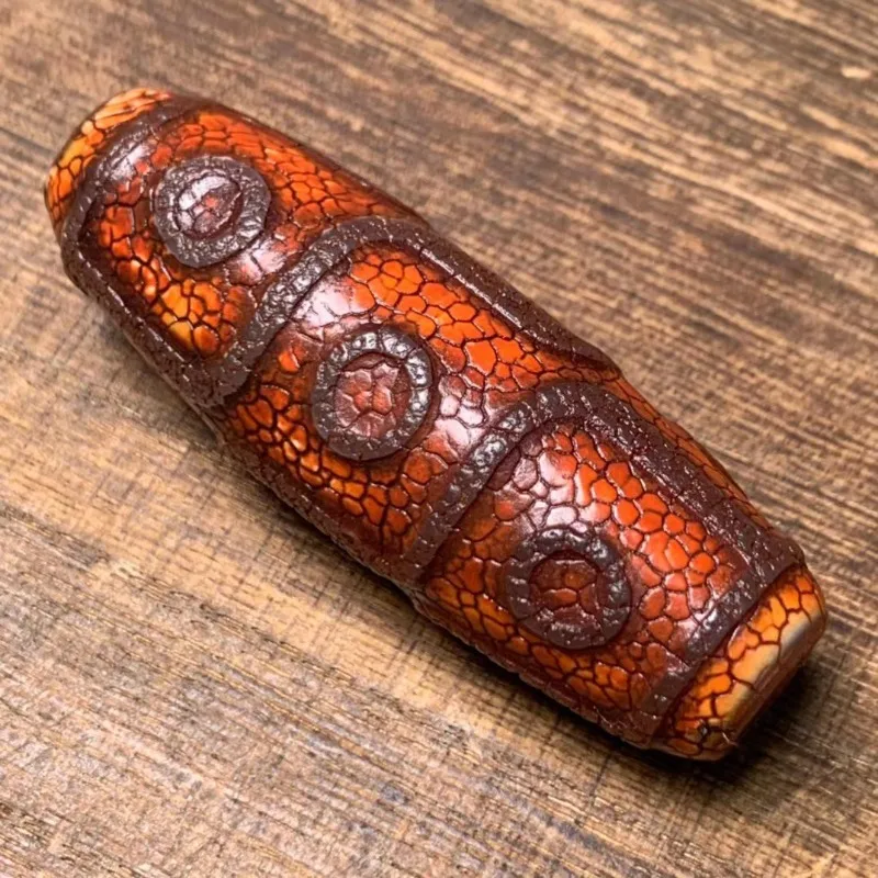 Agate Nine-eyed Dzi Bead Dragon Scale Pattern Open Dzi Bead Jewelry Pendant