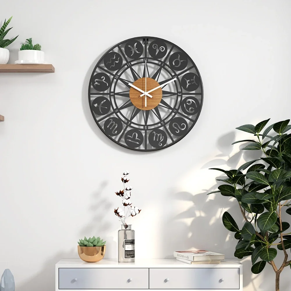 Twelve Constellations Iron Art Digital Personality Simple Wall Clock Home Silent Clock Modern Design Decorative Metal Wall Watch