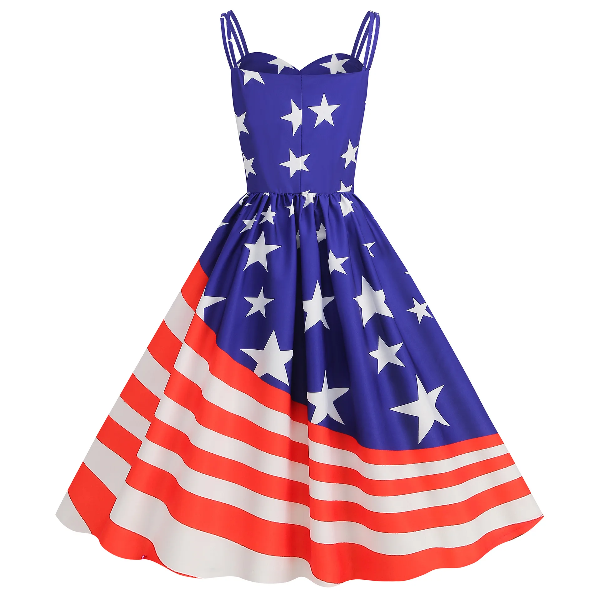 Independence Day Vintage Dresses Sleeveless Women American Flag Printed Slip Dress Casual Spring Summer Streetwear