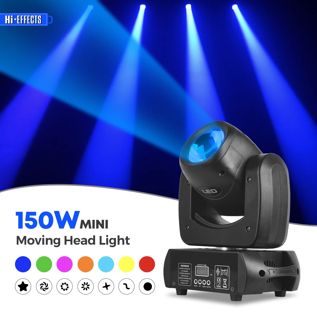 

HI 150W Mini Moving Head Led Light DJ Beam Spot Gobos Stage Effect Light 18 Prism DMX for Club Bar Wedding