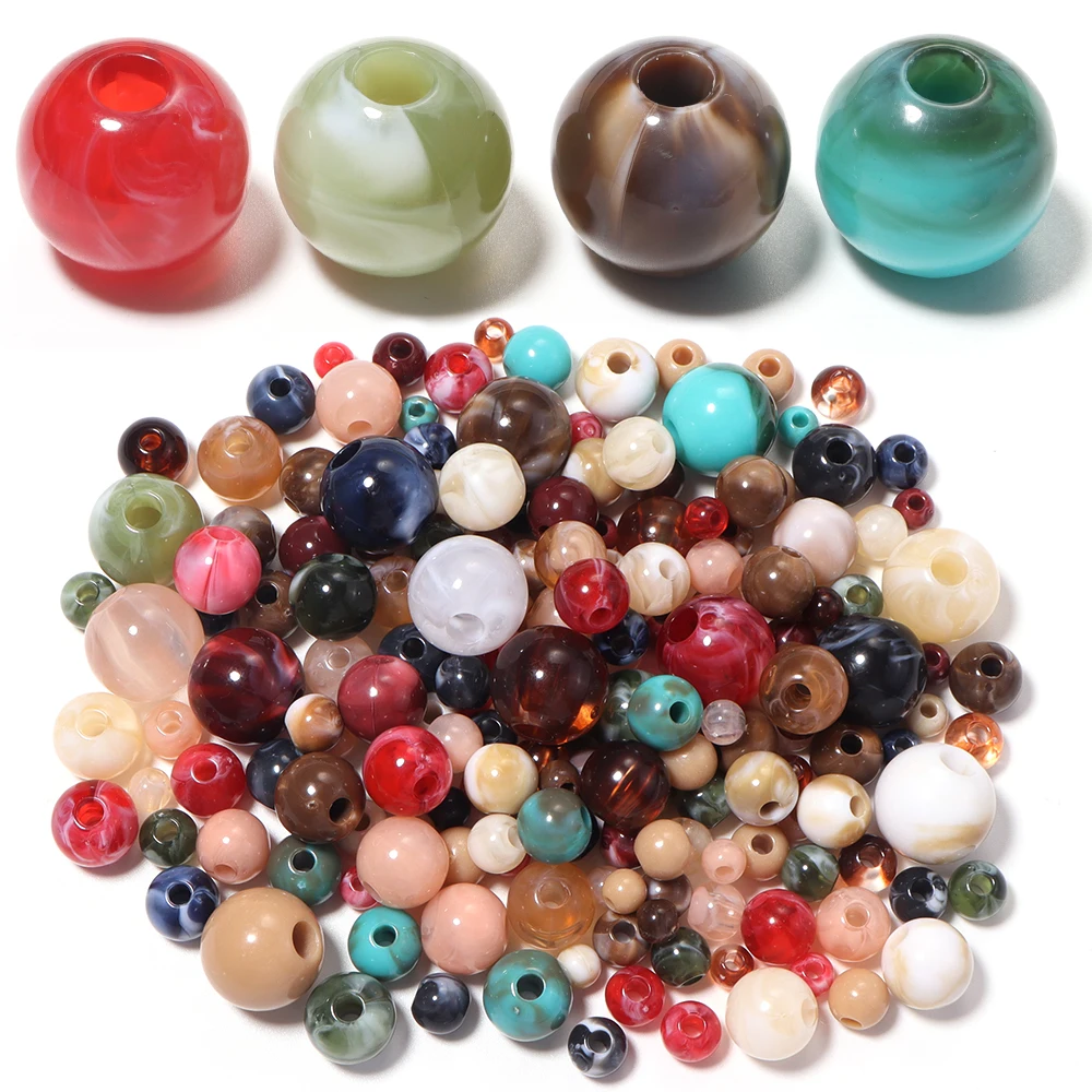 20-300pcs/lot Ethnic Style Acrylic Beads Round Loose Spacer Beads For Jewelry Making DIY Bohemian Boho Necklace Bracelet Crafts