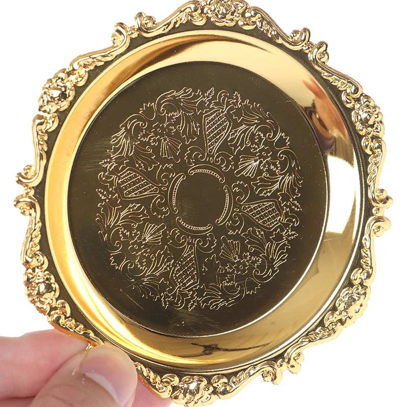 Silver Golden Iron Tray Glossy Plate for Decoration Ornaments Buffet Fruit Cake Party Supplies Dessert Sundries Storage Plates