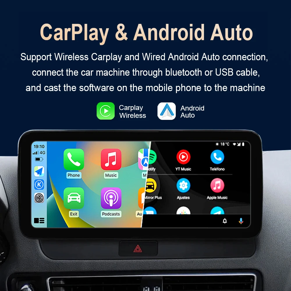 10,25 pulgadas 1920*720P para Audi Q7 4L 2006 - 2015 CarPlay Android Radio de coche reproductor Multimedia de vídeo GPS Navi HD pantalla táctil