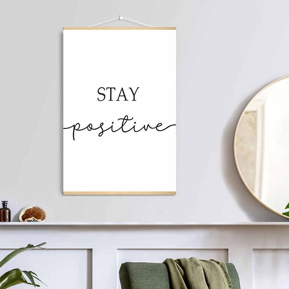 Maintain Positive and Motivational Quotes Inspiration Canvas Solid Wood Wall Art Picture Painting Decor Living Room Home Decal