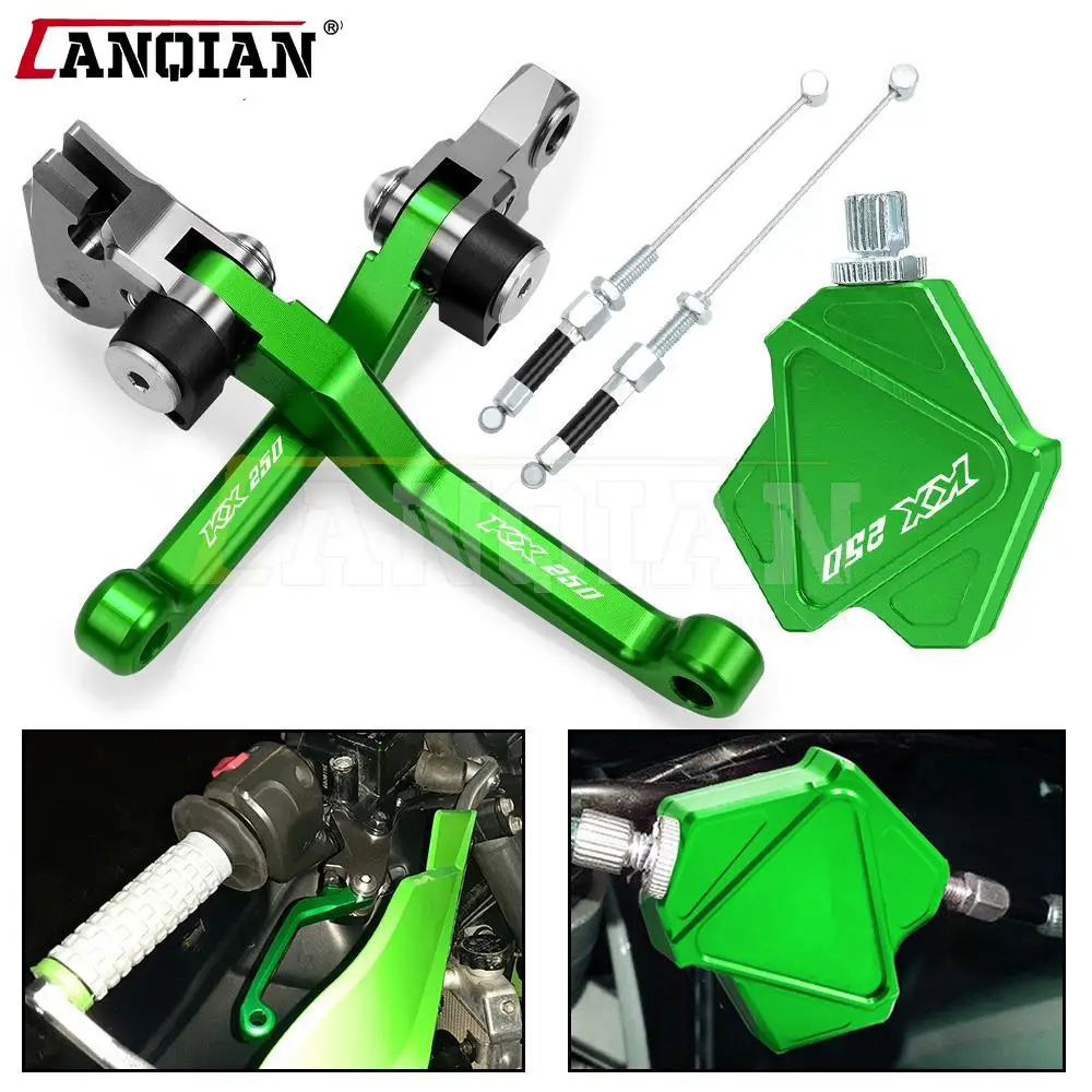 

KX250 CNC Dirt Bike Brake Clutch Levers Stunt Clutch Easy Pull Cable System Set For KAWASAKI KX 250 2019 Motocross Accessories