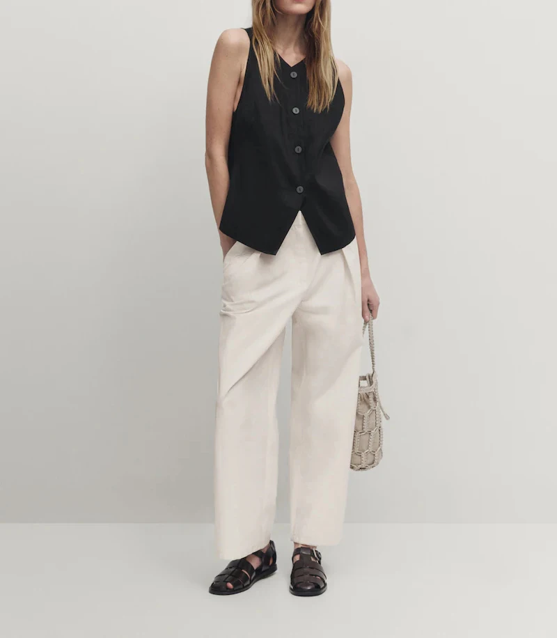 Black Slimming Waist V-Neck Mixed Commuter Style Women's Suit Vest 2024 New Arrival ZADATA Polyester Fiber Casual Jacket
