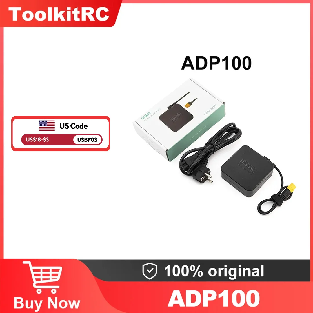 

ToolKitRC ADP100 Charger 100W 20V Power Supply with XT60 Output Adapter For ISDT Q8 Q6 GT Power Hota HTRC Charger RC Charger