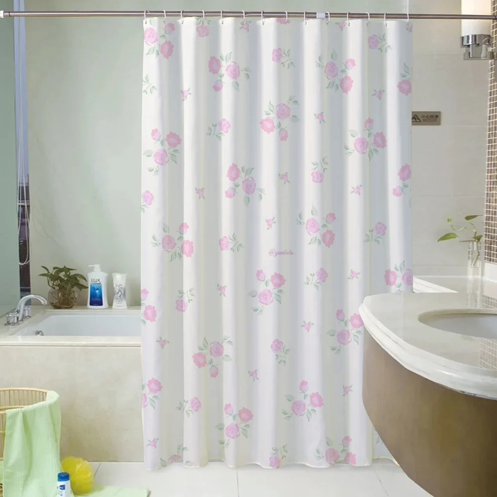 Swan Fragmented Flowers Folding Partition Bath Curtain for Quarto Curtains in the Bathroom Accessories Set Shower Bedrooms Home