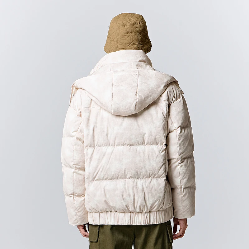 Semir Down Jacket Men 2024 New Winter Simple Fashion Letter Printing White Warm Casual Hooded Coat