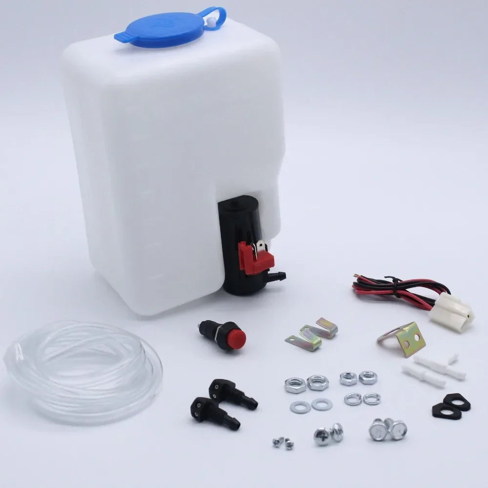 TAKPART 12V Universal Windshield Washer Pump Bottle Tank Kit Windscreen Washer Bottle