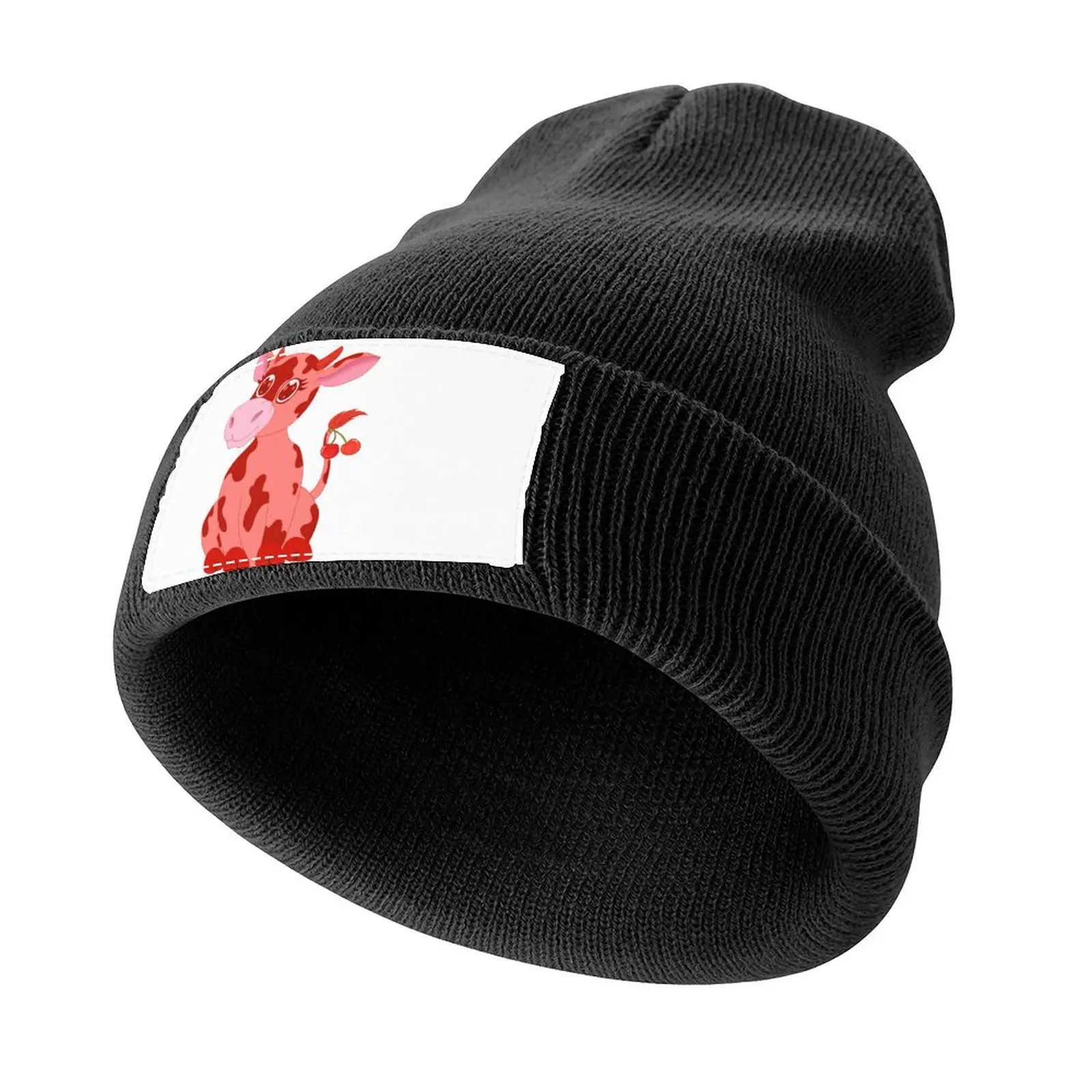 

Cherry Cow Knitted Cap Big Size Hat Military Cap Man hard hat Women Hats Men's