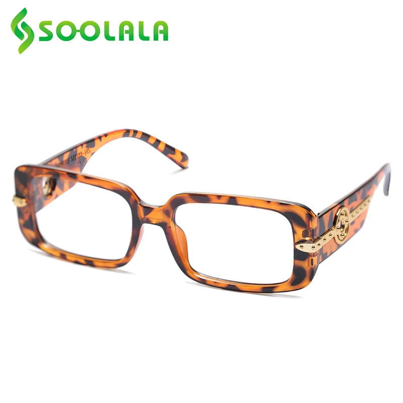 

SOOLALA Rectangle Women Presbyopic Reading Glasses Ladies Frame Clear Lens Magnifying Eyeglasses with Number +0.5 to 4.0