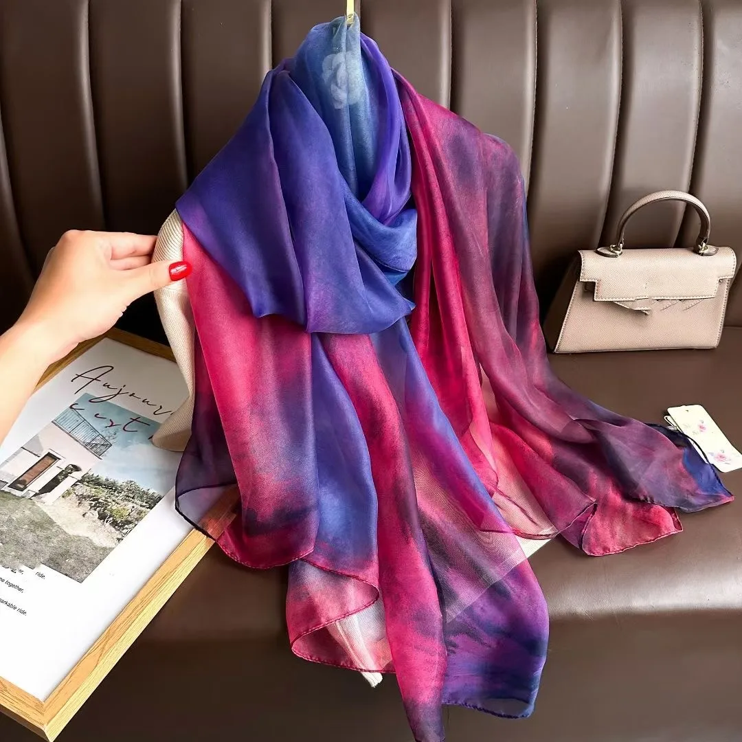 180*135cm Luxury Brand Summer Female Pareo Beach Scarf Women Sunscreen Outdoor Shawl Wrap Chiffon Soft Large Bandanna Foulard