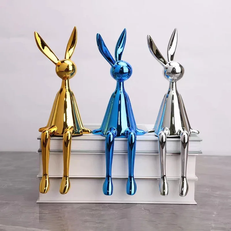 

Nordic Home Decorate Figurines for Interior Gift Rabbit Statue Christmas Room Decor Abstract Art Study Sculpture Desk Gift