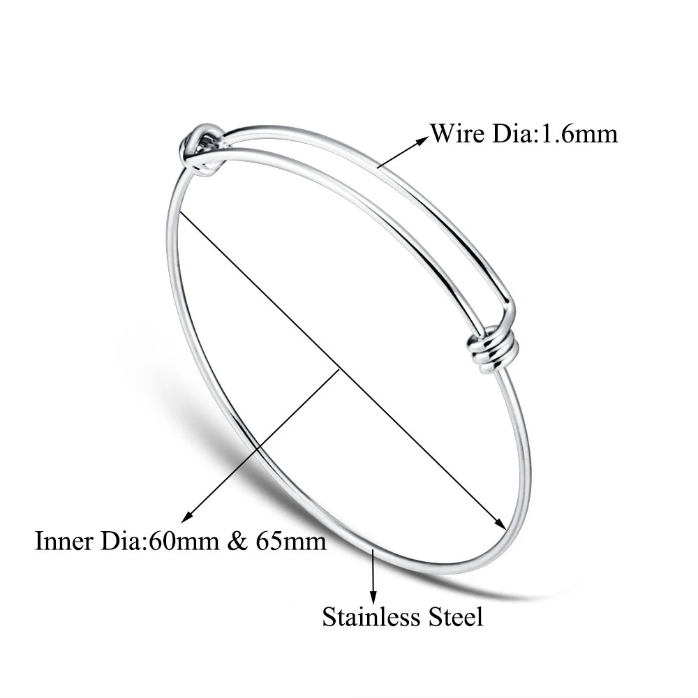 Grace Moments 3 Color Cable Wire Bangle Women Adjustable Cuff Bracelet 50mm 55mm 60mm 65mm Never Fade Jewelry Accessories