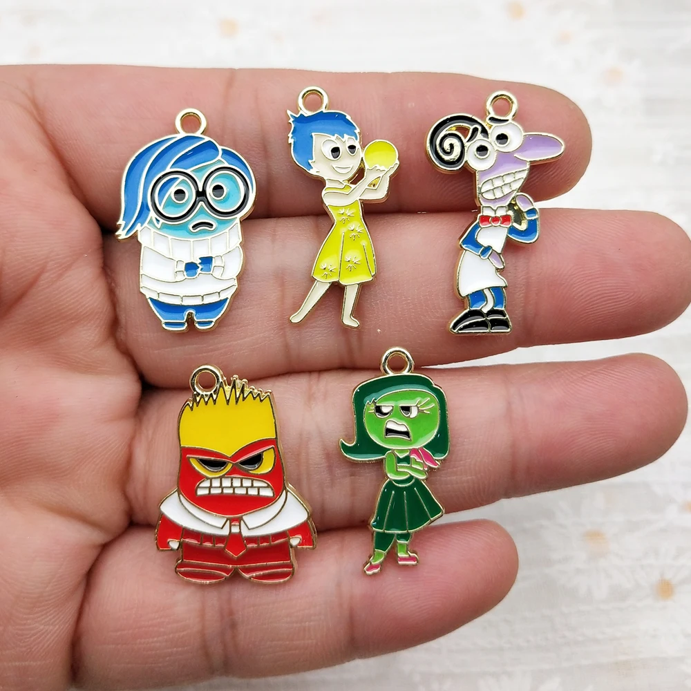 10pcs Anime Cartoon Charms for Jewelry Making Enamel Necklace Keychain Phone Pendant Diy Accessories Alloy Metal Gold Plated