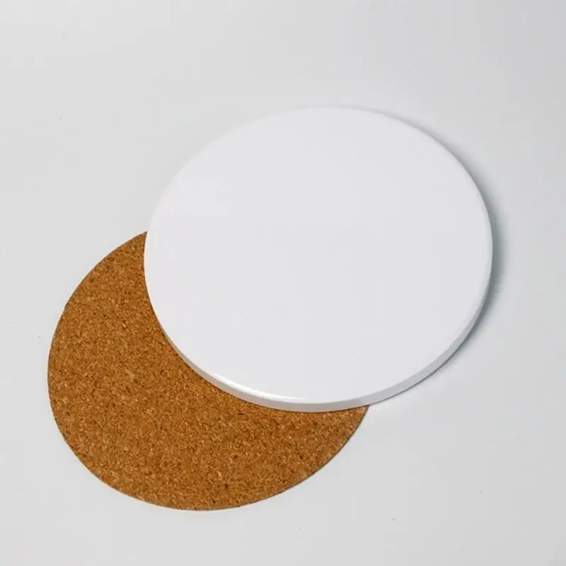 Sublimation Car Cup Round Square Blank With Corks Ceramic Stone for DIY Painting Project Q5WC