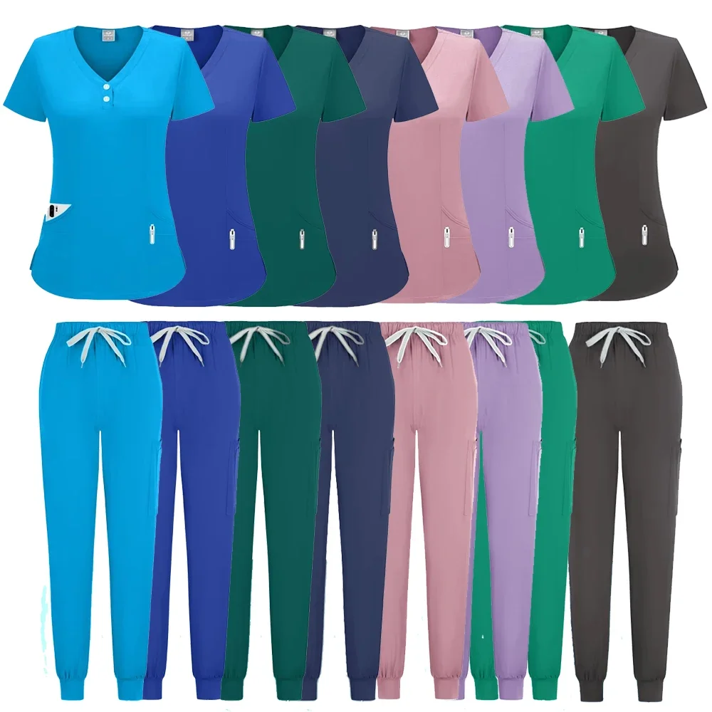 

Nurse Uniform Fashionable V-neck Uniform Set Mens Scrub Medical Scrub Women Pet Shop Clinic Pharmacy Workwear Beautician Uniform