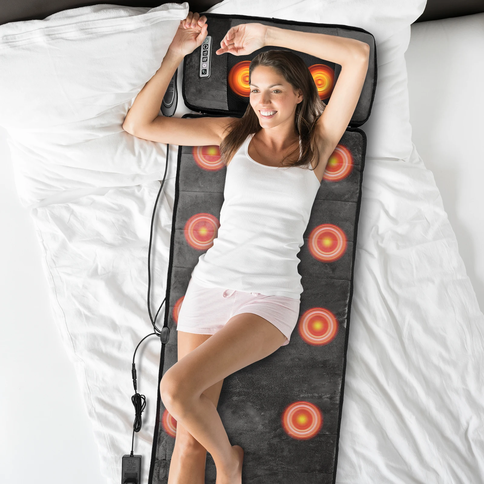 9-Gang Ganzkörper-Massagematte Intelligente Bettmassage-Matte Multifunktionale Ganzkörper-Vibrationsmatte mit Fernbedienung für Nacken und Rücken – Detail 6